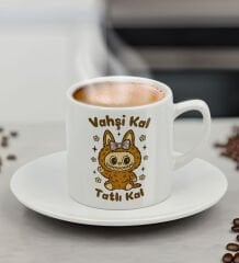 BK Gift Sevimli Canavar Tasarımlı Tasarımlı Türk Kahvesi Fincanı-5, Arkadaşa Hediye, Sevgiliye Hediye, Doğum Günü Hediyesi