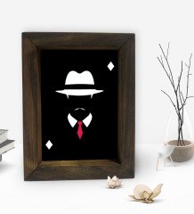 BK Gift Baba Godfather Tasarımlı Dekoratif Doğal Masif Ahşap Çerçeve 15x20cm-16