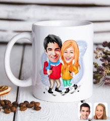 Kişiye Özel Sevgililer Karikatürlü Beyaz Kupa Bardak-107