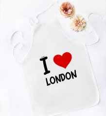 BK Gift I Love London Tasarımlı Beyaz Mutfak Önlüğü - Model 1