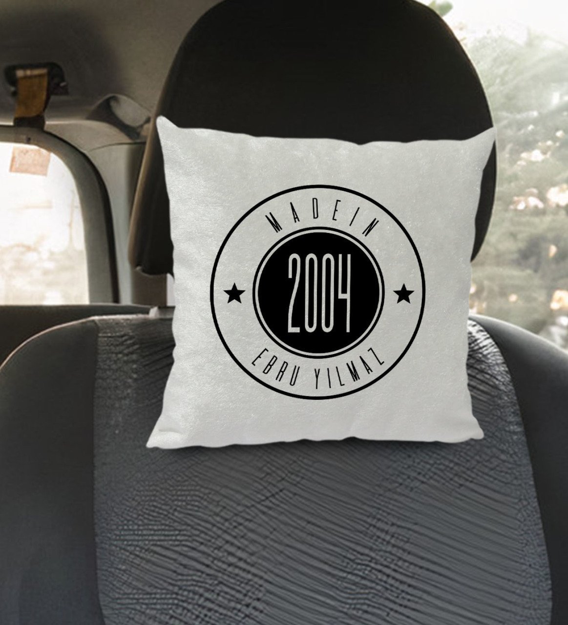 Kişiye Özel İsimli Made In Tasarımlı Kare Araç Koltuk Yastığı-1