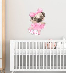 Kişiye Özel Tatlı Köpek Tasarımlı Çocuk Odası Ahşap Duvar Süsü-1