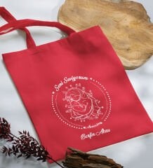 BK Gift Kişiye Özel İsimli Anneler Günü Tasarımlı Kırmızı Kumaş Bez Çanta, Baskılı Omuz Çantası, Alışveriş Çantası, Anneler Günü Hediyesi, Anneye Hediye-8