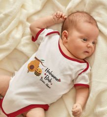 BK Kids Kişiye Özel Halasının Balı Tasarımlı Kırmızı Bebek Body Zıbın-1
