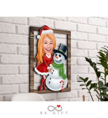 BK Gift Kişiye Özel Yeni Yıl Karikatürlü 3D Ahşap Tablo-3