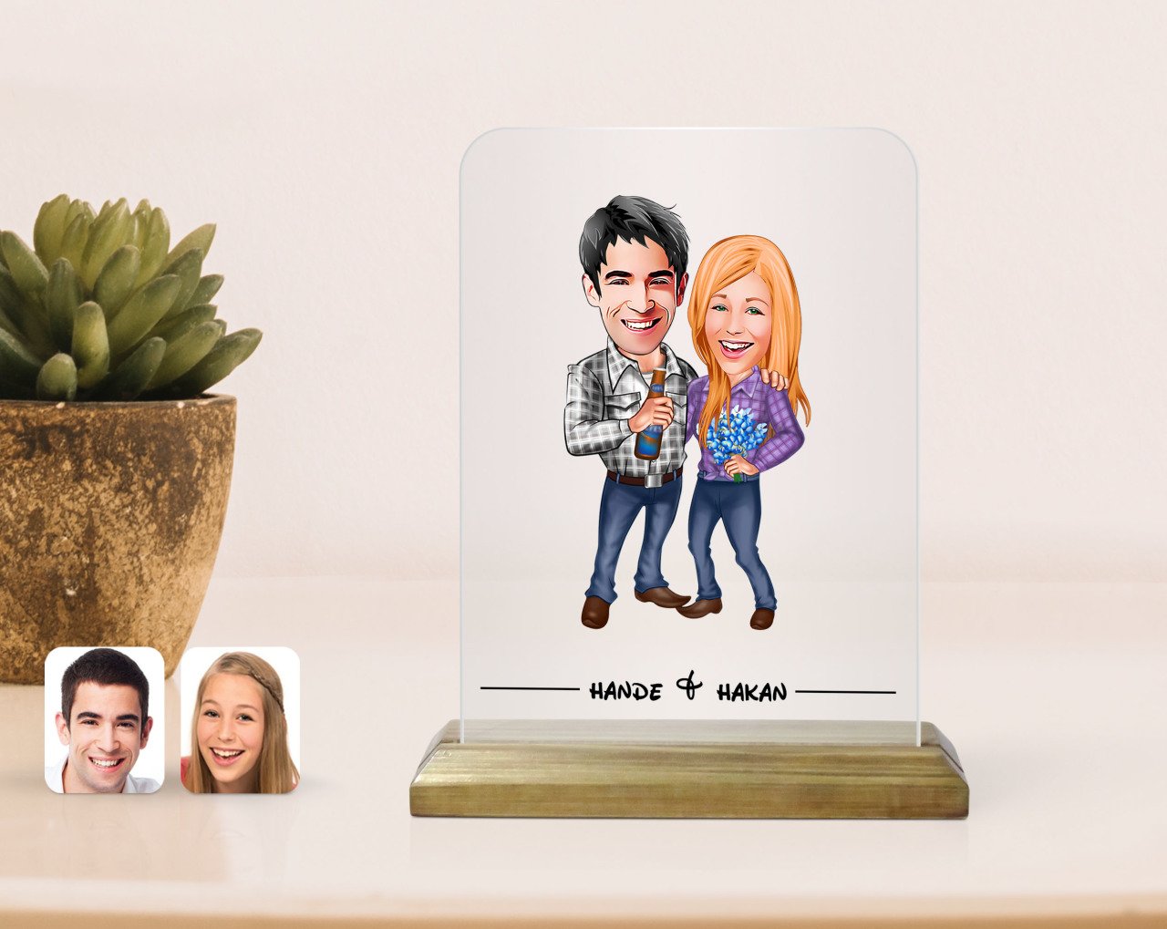 Kişiye Özel Sevgililer Karikatürlü Çerçeve-50