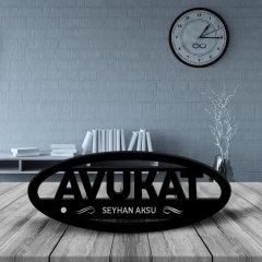 Kişiye Özel Mesleki Avukat Ahşap Masa İsimliği (Model E14)