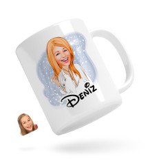 Kişiye Özel Kadın Model Karikatürlü Beyaz Kupa Bardak-2