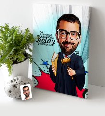 Kişiye Özel Bay Hakim Karikatür Kanvas Tablo (30 x 50 cm.) 1