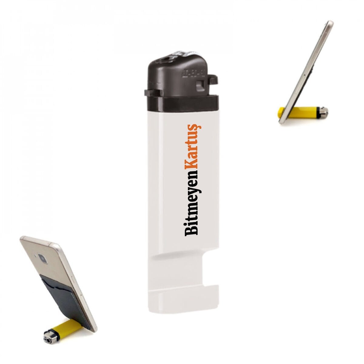 BK Gift Promosyon Firmalara Özel Logolu PHL-365 Telefon Standlı Taşlı Sibopsuz Çakmak(50 Adet) – Kurumsal Promosyon Çakmak