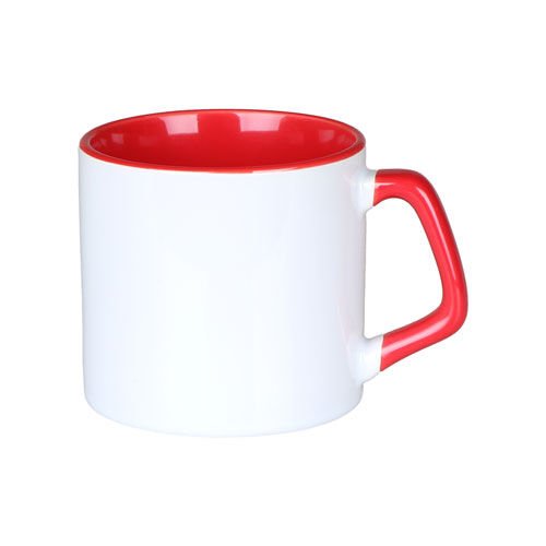 Sublimasyon Porselen Sapı ve İçi Kırmızı Mocha Kupa - Kutulu