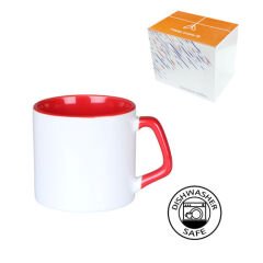 Sublimasyon Porselen Sapı ve İçi Kırmızı Mocha Kupa - Kutulu