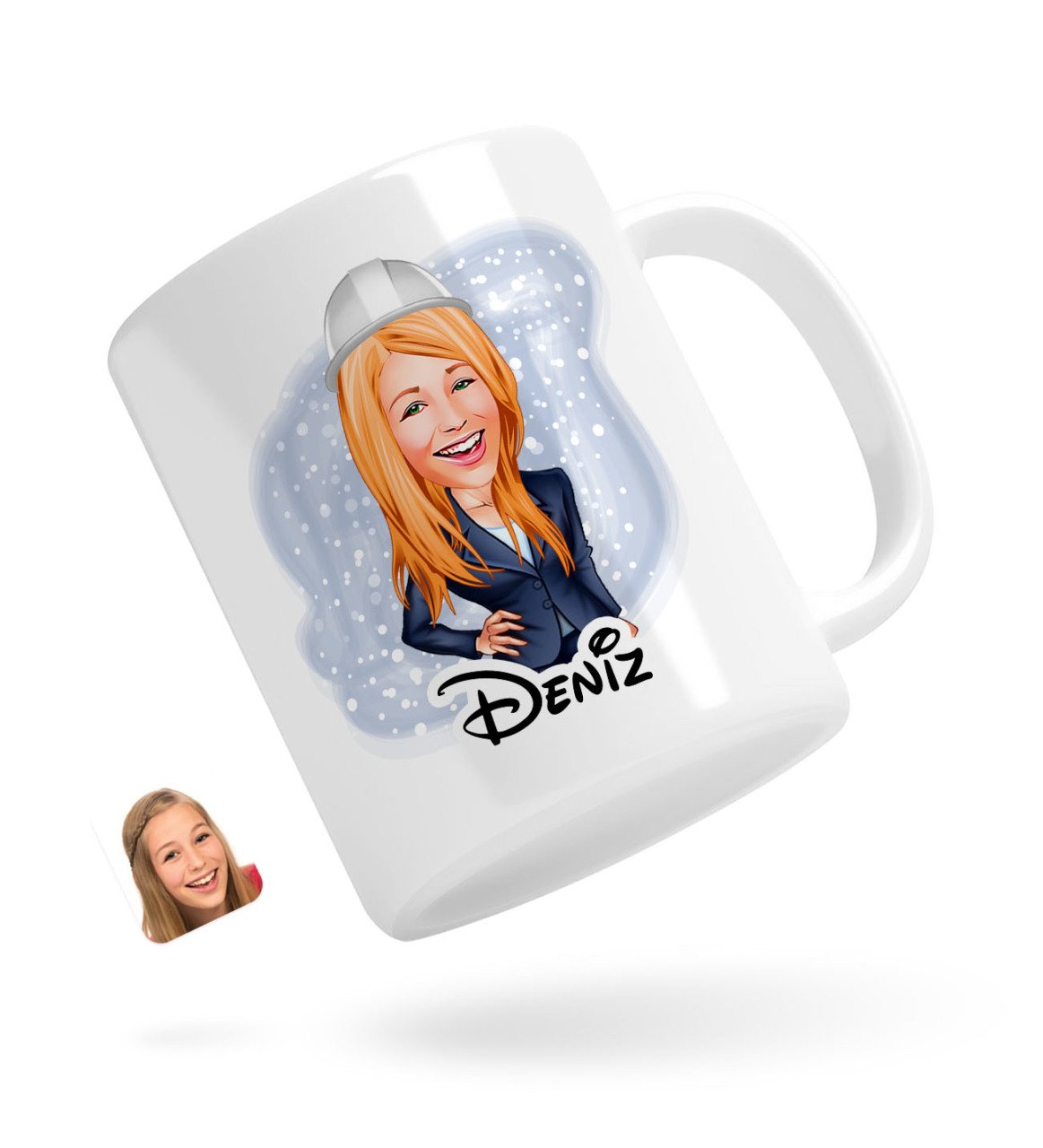 Kişiye Özel Kadın Mühendis Karikatürlü Beyaz Kupa Bardak