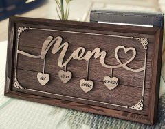 BK Gift Özel Yapım Anneler Günü Kabartma Figür Temalı Meşe Ağacı Tablo, Ev Dekorasyonu, Duvar Dekoru, Anneye Hediye-4