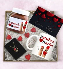 BK Gift Sevgiliye Özel Hediye Seti-8, Sevgililer Günü Hediyesi, Yıl Dönümü Hediyesi, Nutella 400gr., Doğum Günü Hediyesi