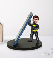Kişiye Özel Karikatürlü Süper Kahraman Ahşap Biblo Telefon Standı-6
