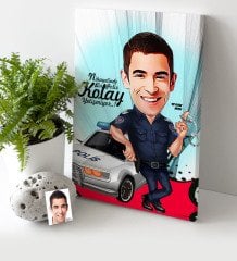 Kişiye Özel Bay Polis Karikatür Kanvas Tablo (30 x 50 cm.) 5