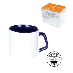 Sublimasyon Porselen Sapı ve İçi Lacivert Mocha Kupa - Kutulu