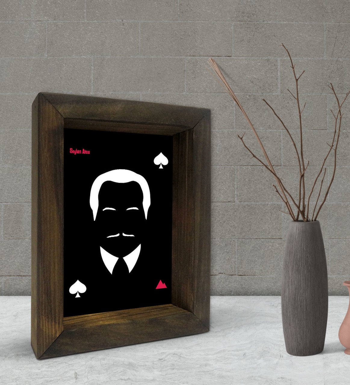 Kişiye Özel İsimli Baba Godfather Tasarımlı Dekoratif Doğal Masif Ahşap Çerçeve 15x20cm-15