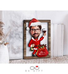 BK Gift Kişiye Özel Yeni Yıl Karikatürlü 3D Ahşap Tablo-6