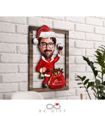 BK Gift Kişiye Özel Yeni Yıl Karikatürlü 3D Ahşap Tablo-6