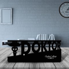 Kişiye Özel Mesleki Doktor Ahşap Masa İsimliği (Model E1)