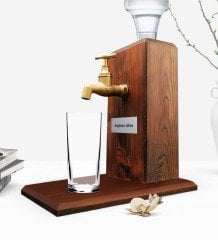 Kişiye Özel Musluklu Doğal Ahşap Rakı Standı - Ceviz