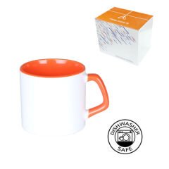 Sublimasyon Porselen Sapı ve İçi Turuncu Mocha Kupa - Kutulu