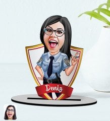 Kişiye Özel İsimli Kadın Karikatürlü Ahşap Biblo Model