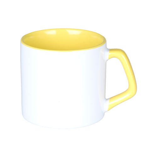 Sublimasyon Porselen Sapı ve İçi Sarı Mocha Kupa - Kutulu