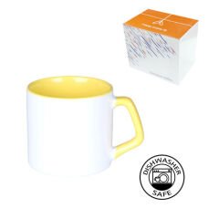 Sublimasyon Porselen Sapı ve İçi Sarı Mocha Kupa - Kutulu