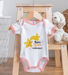 BK Kids Beni Teyzeme Götürün Tasarımlı Pembe Bebek Body Zıbın ve Mama Önlüğü Hediye Seti-1