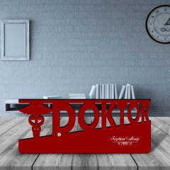 Kişiye Özel Mesleki Doktor Ahşap Masa İsimliği (Model E3)