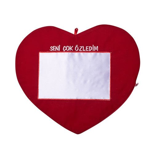 Sublimasyon Kırmızı Kalp Yastık - Seni Çok Özledim