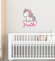 Kişiye Özel Unicorn Tasarımlı Çocuk Odası Ahşap Duvar Süsü-3
