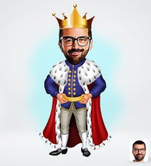 Kişiye Özel Kral Karikatürlü Sosyal Medya Dijital Profil Fotoğrafı - Model 1