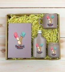 BK Gift Kişiye Özel İsimli DTF Best Friend Temalı Mat Gri Defter & Kahve Fincanı & Kolonya & Mum Hediye Seti-5, Arkadaşa Hediye, Doğum Günü Hediyesi