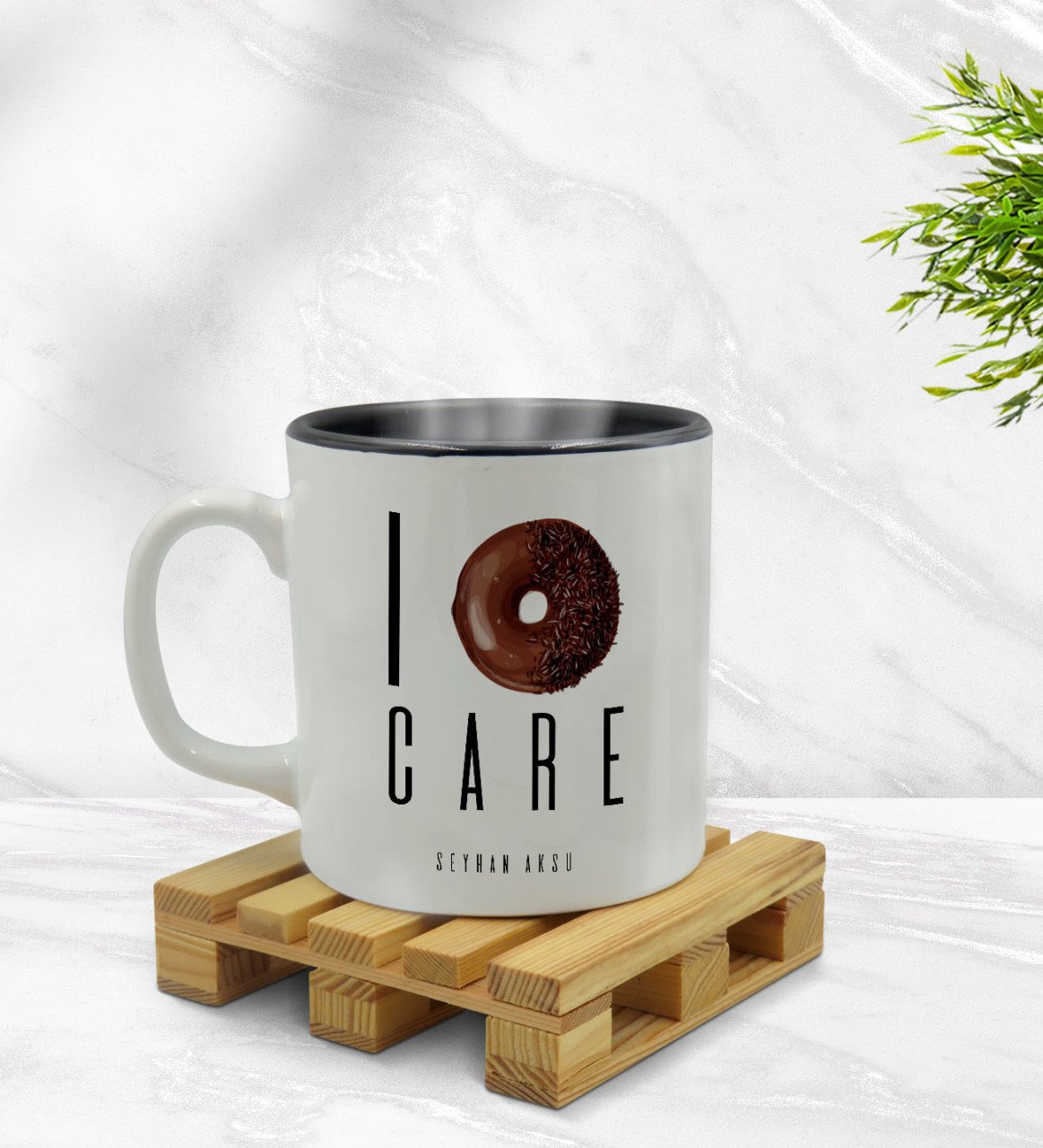 Kişiye Özel İ Dont Care Tasarımlı İçi Siyah Renkli Kupa Bardak Model 1