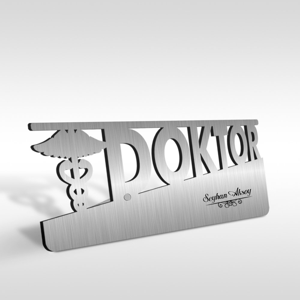 Kişiye Özel Mesleki Doktor Ahşap Masa İsimliği (Model E6)