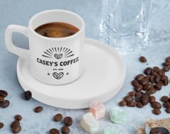 BK Gift Kişiye Özel Sunum Tabaklı İsimli Tarihli Coffe Tasarımlı Türk Kahvesi Fincanı-3, Arkadaşa Hediye, İş Hediyesi, Aileye Hediye