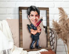BK Gift Kişiye Özel Erkek Kuaför Karikatürlü 3D Ahşap Tablo, Sevgiliye Hediye, Arkadaşa Hediye, Yıl Dönümü Hediyesi, Doğum Günü Hediyesi-1