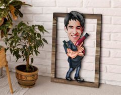 BK Gift Kişiye Özel Erkek Kuaför Karikatürlü 3D Ahşap Tablo, Sevgiliye Hediye, Arkadaşa Hediye, Yıl Dönümü Hediyesi, Doğum Günü Hediyesi-1