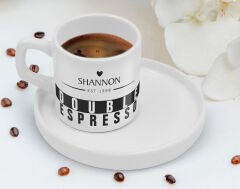 BK Gift Kişiye Özel Sunum Tabaklı İsimli Tarihli Coffe Tasarımlı Türk Kahvesi Fincanı-4, Arkadaşa Hediye, İş Hediyesi, Aileye Hediye