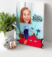 Kişiye Özel Bayan Avukat Karikatür Kanvas Tablo (30 x 50 cm.) 3