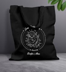 BK Gift Kişiye Özel İsimli Anneler Günü Tasarımlı Siyah Kumaş Bez Çanta, Baskılı Omuz Çantası, Alışveriş Çantası, Anneler Günü Hediyesi, Anneye Hediye-8