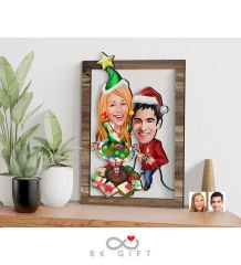 BK Gift Kişiye Özel Yeni Yıl Sevgililer Karikatürlü 3D Ahşap Tablo-3