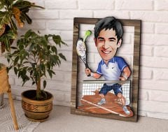 BK Gift Kişiye Özel Erkek Tenis Oyuncusu Karikatürlü 3D Ahşap Tablo, Sevgiliye Hediye, Arkadaşa Hediye, Yıl Dönümü Hediyesi, Doğum Günü Hediyesi-1