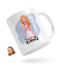 Kişiye Özel Kadın Karikatürlü Beyaz Kupa Bardak-41