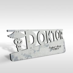 Kişiye Özel Mesleki Doktor Ahşap Masa İsimliği (Model E9)
