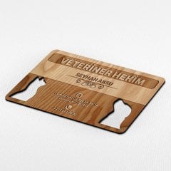 Kişiye Özel Mesleki Veteriner Hekim Ahşap Kartvizit (Model 1-2) 50 ADET